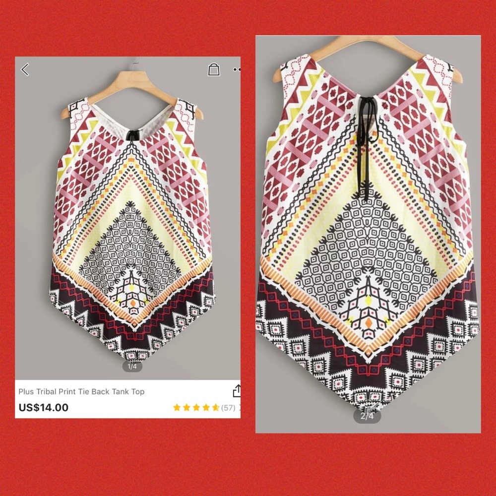 NWT Tribal Print Tank Top - SHEIN
